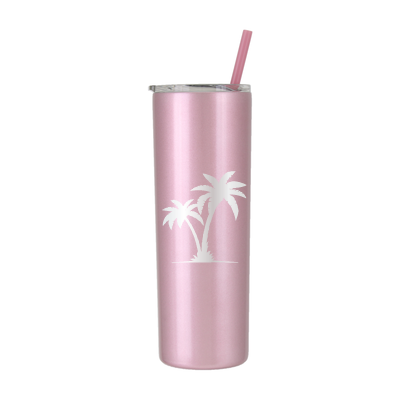 20 oz Personalized Palm Tree Vacation Tumbler - Laser Engraved