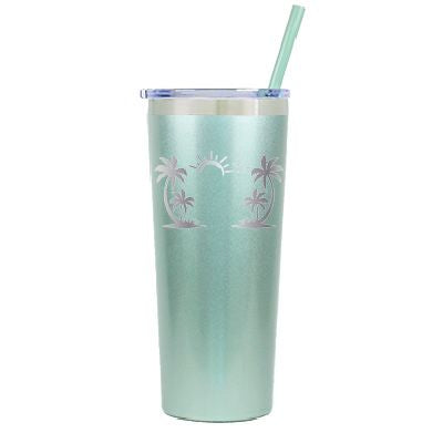 22 oz Personalized Beach Tumbler - Laser Engraved