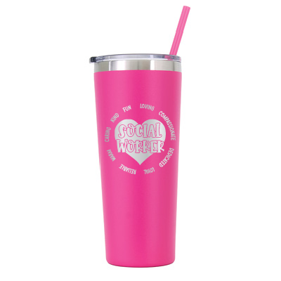 22 oz Personalized Social Worker Tumbler - Laser Engraved