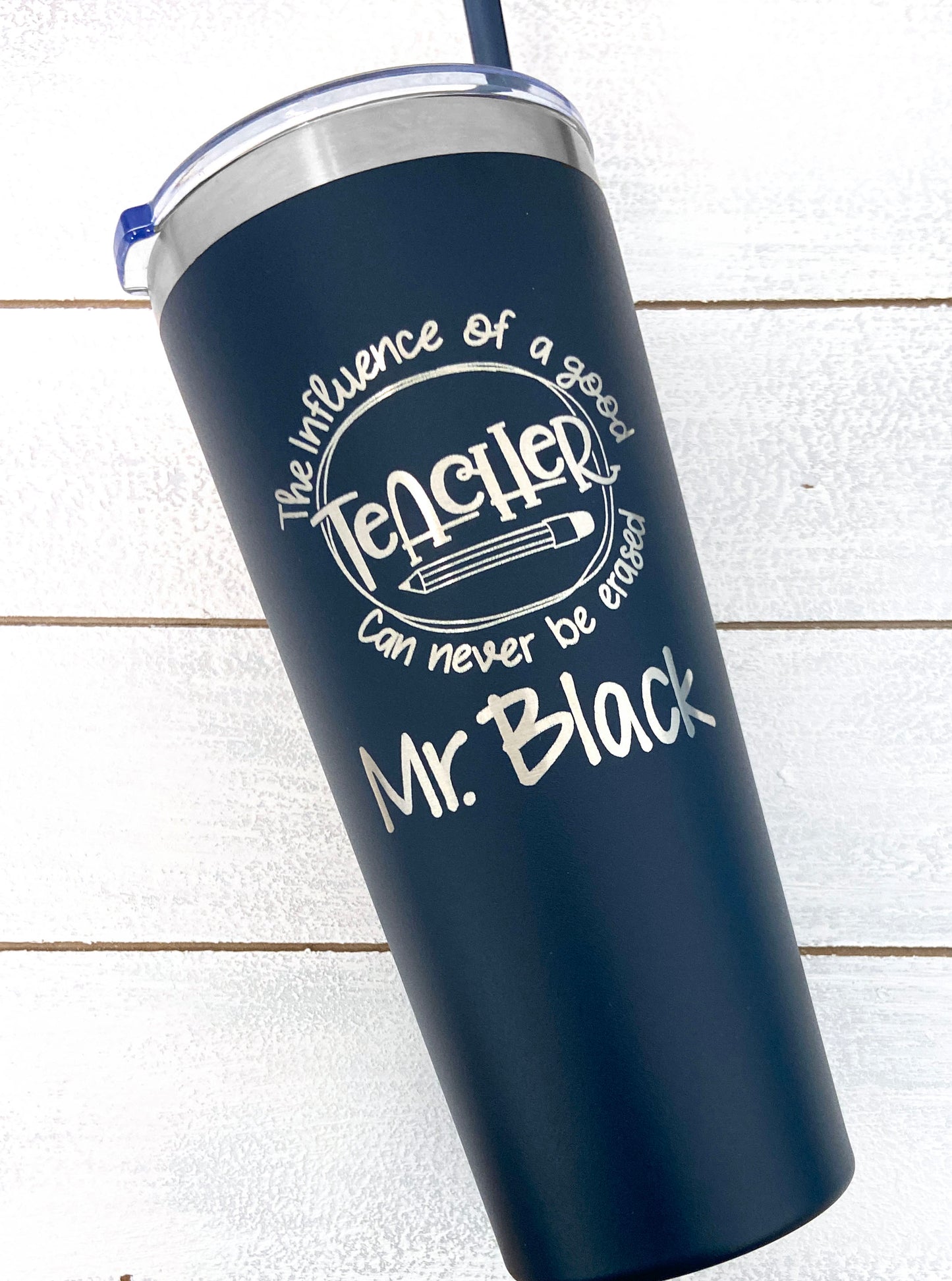 22 oz Personalized Teacher Influence Tumbler - Laser Engraved