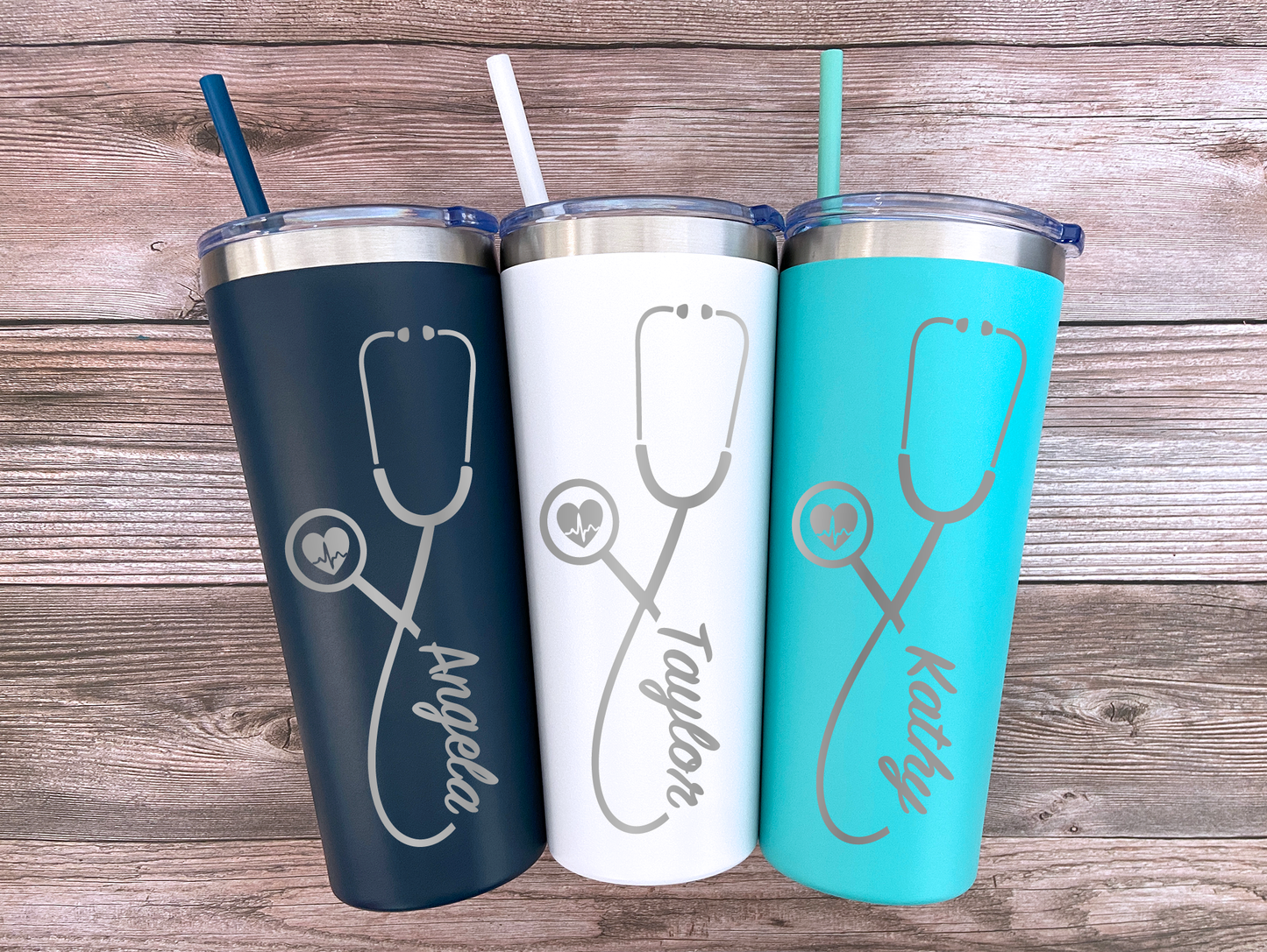 22 oz Personalized Nurse Stethoscope Tumbler - Laser Engraved
