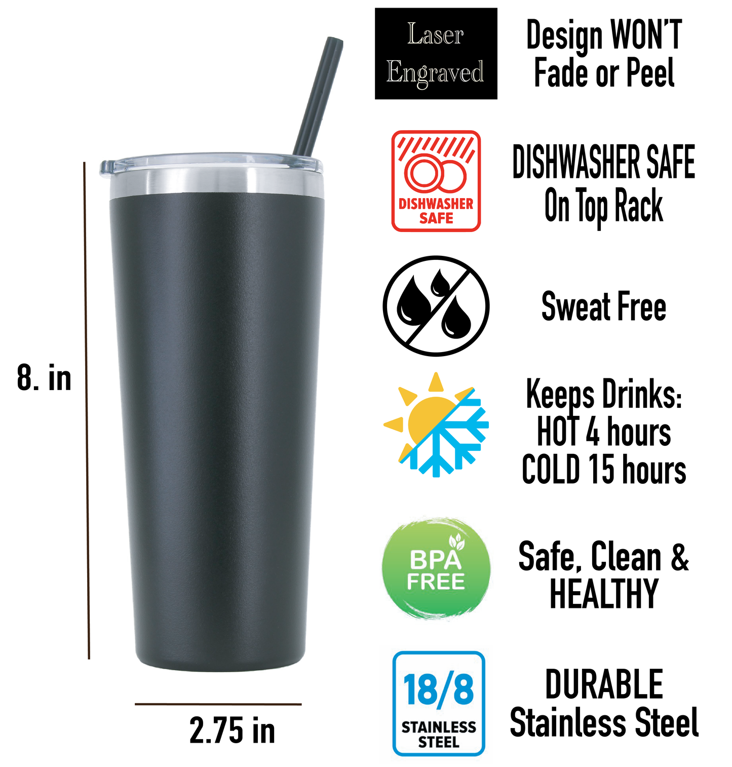 22 oz Personalized Optometry Tumbler - Laser Engraved