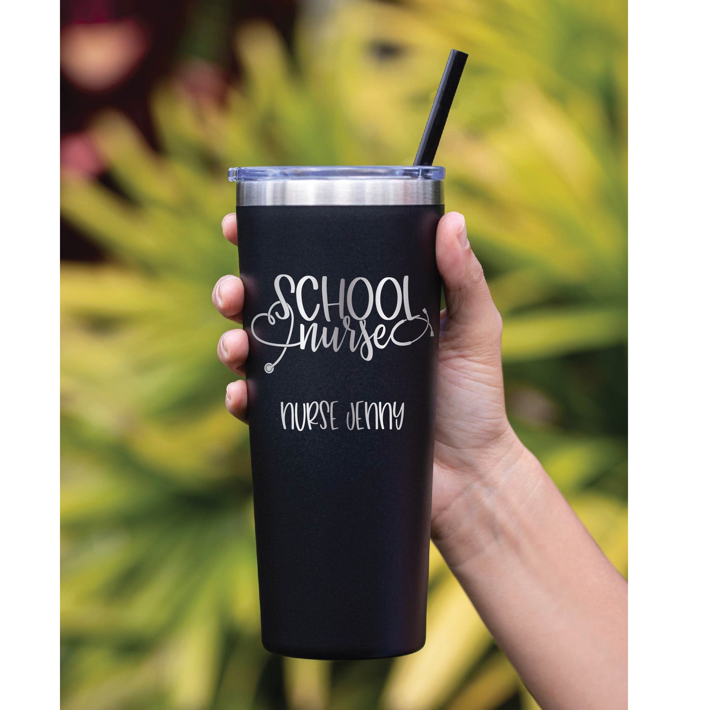22 oz Personalized School Nurse Tumbler - Laser Engraved