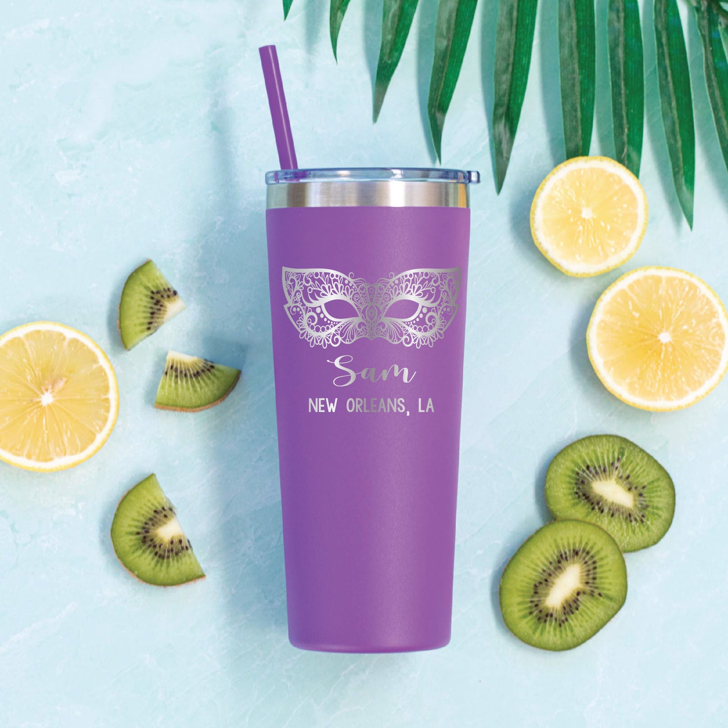 22 oz Personalized New Orleans Tumbler - Laser Engraved