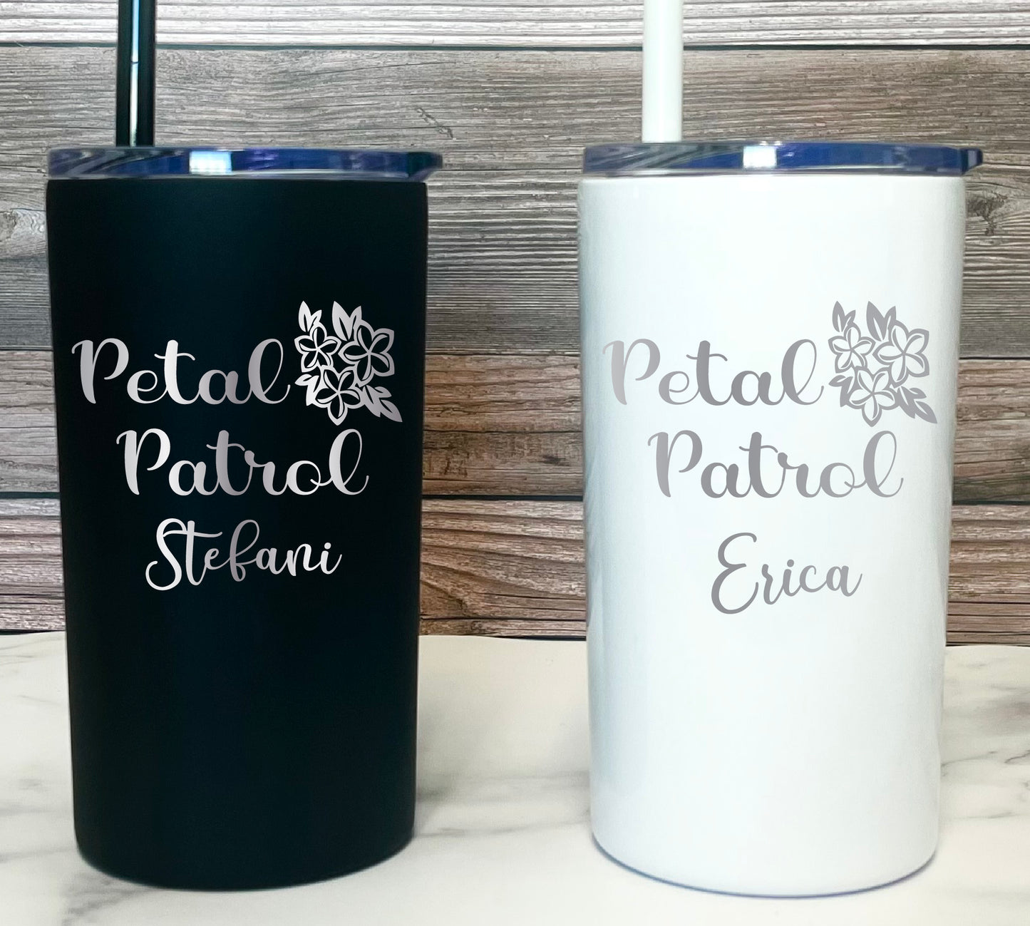 12 oz Personalized Flower Girl Tumbler - Laser Engraved