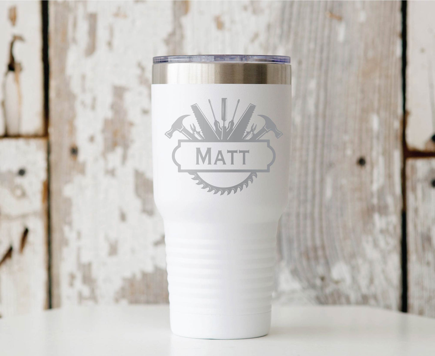 30 oz Personalized Construction Tumbler - Laser Engraved