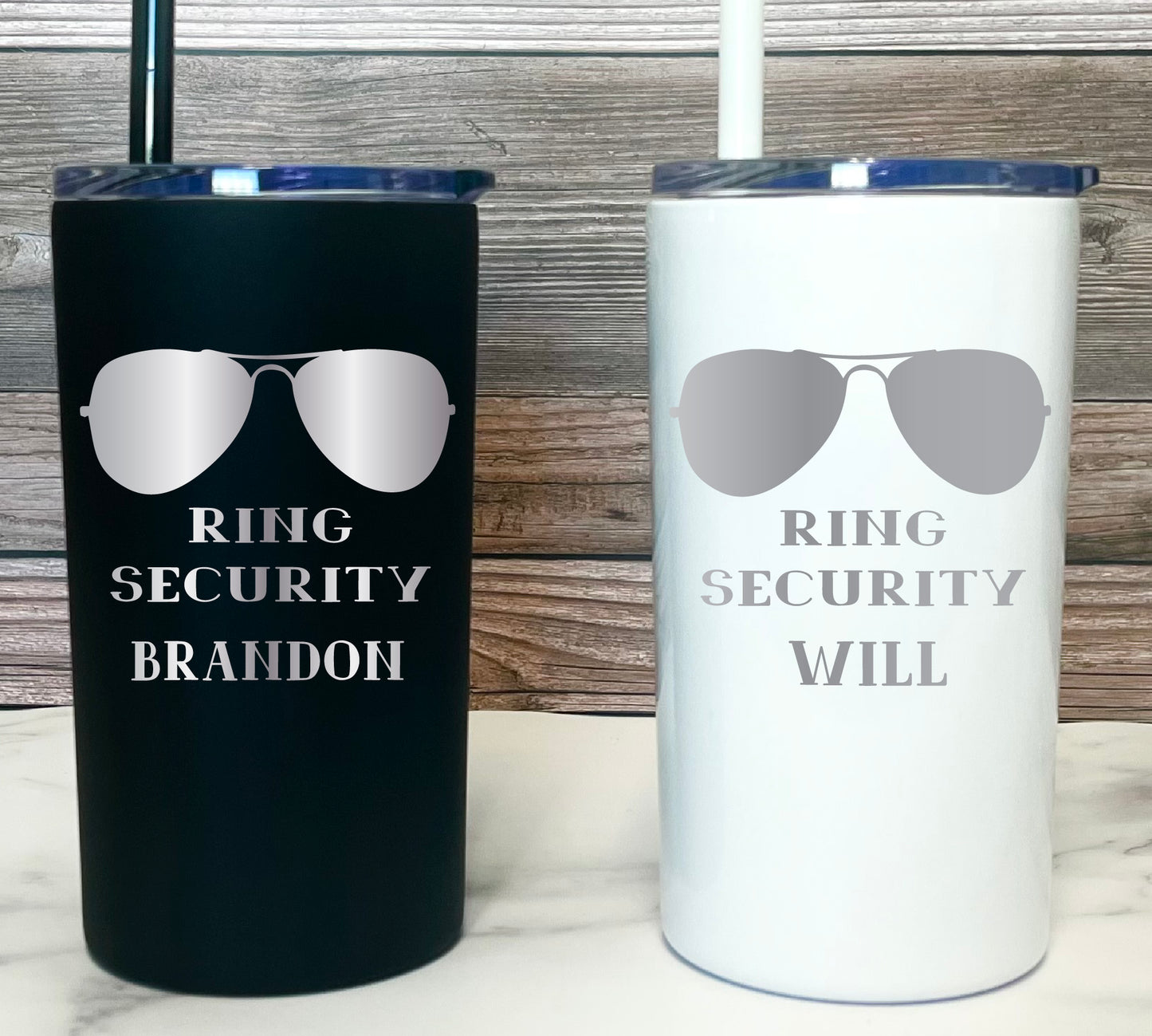 12 oz Personalized Ring Bearer Tumbler - Laser Engraved