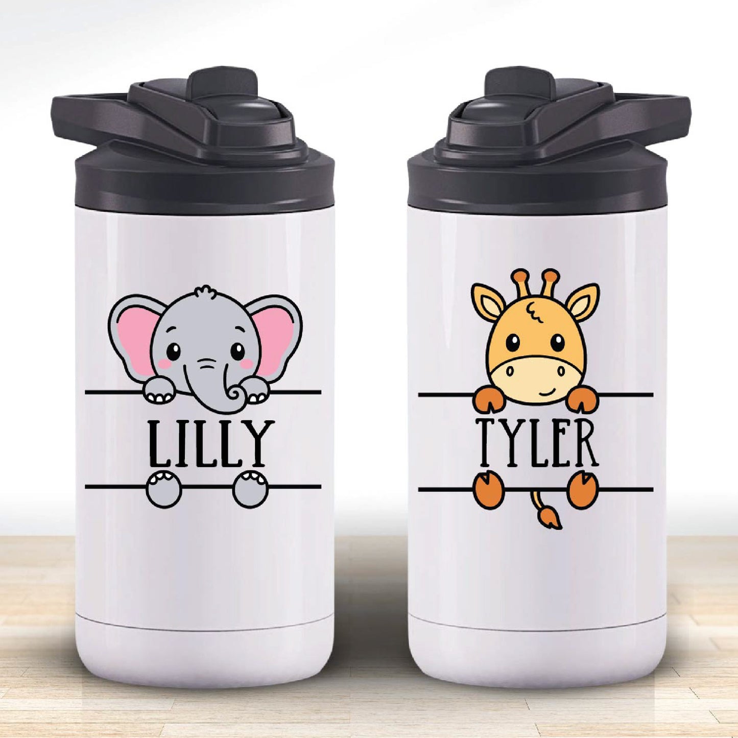12 oz Personalized Animal Banner Water Bottle