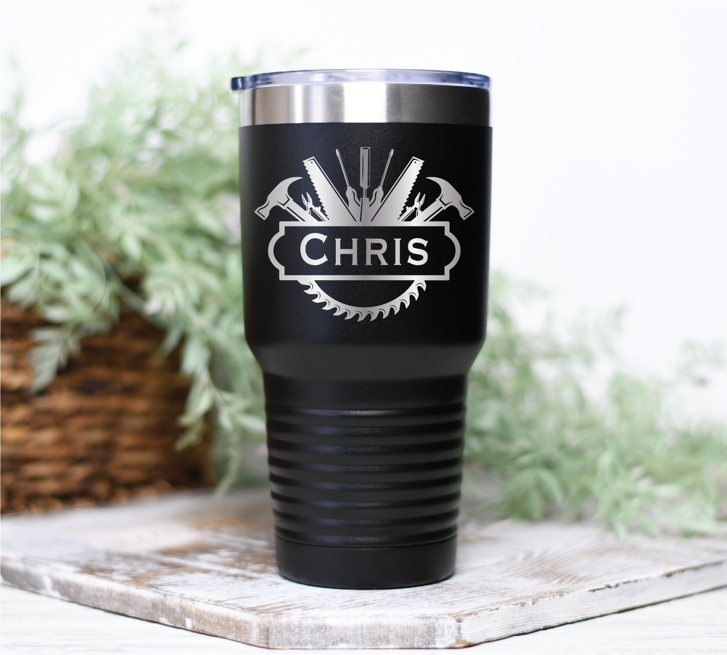 30 oz Personalized Construction Tumbler - Laser Engraved