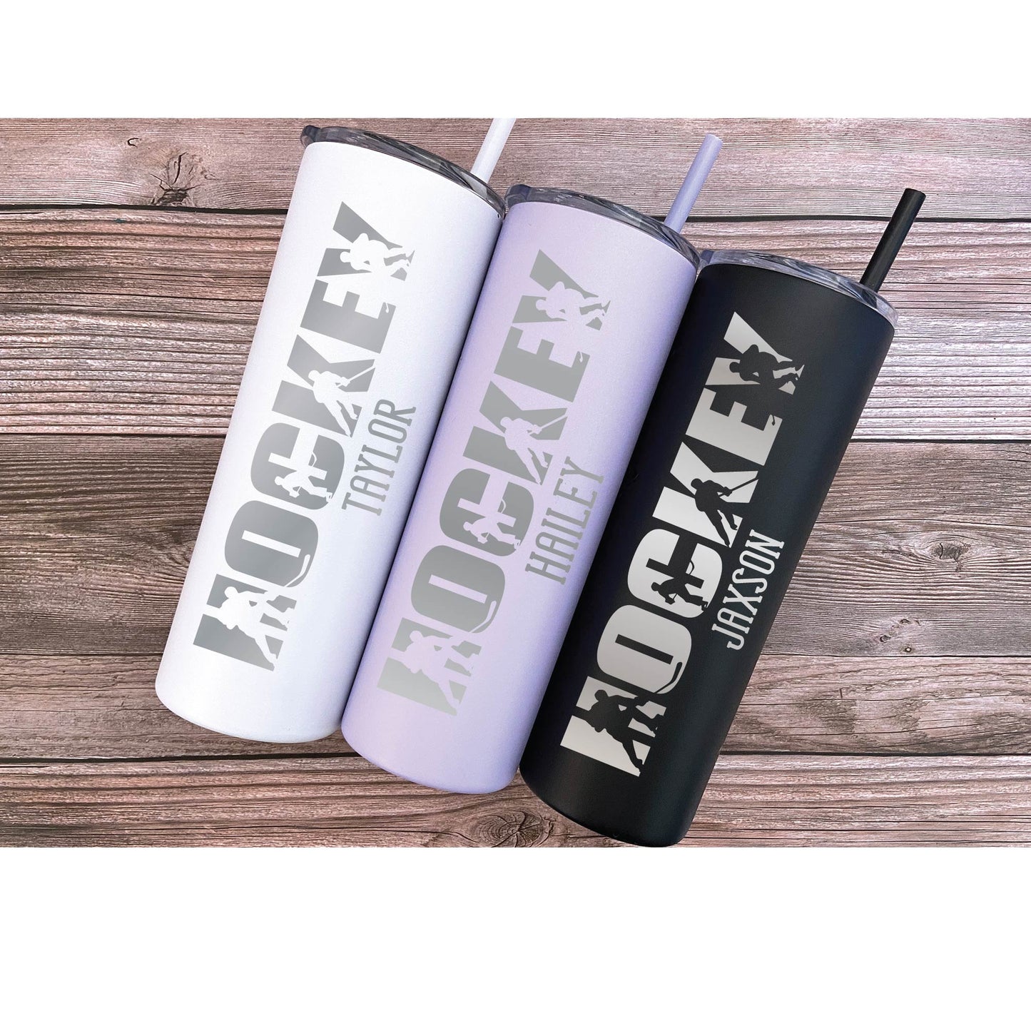 20 oz Personalized Hockey Tumbler - Laser Engraved
