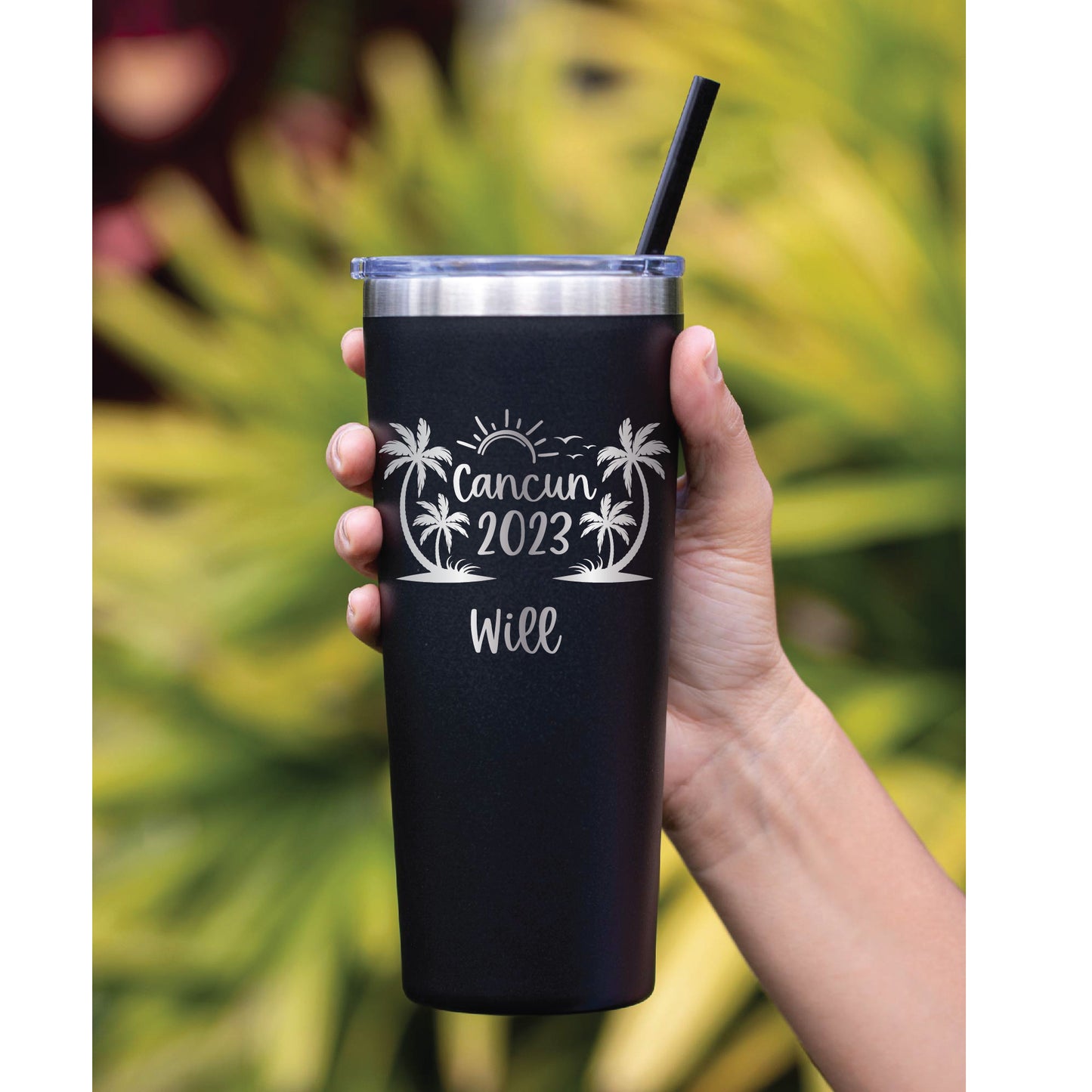 22 oz Personalized Beach Tumbler - Laser Engraved