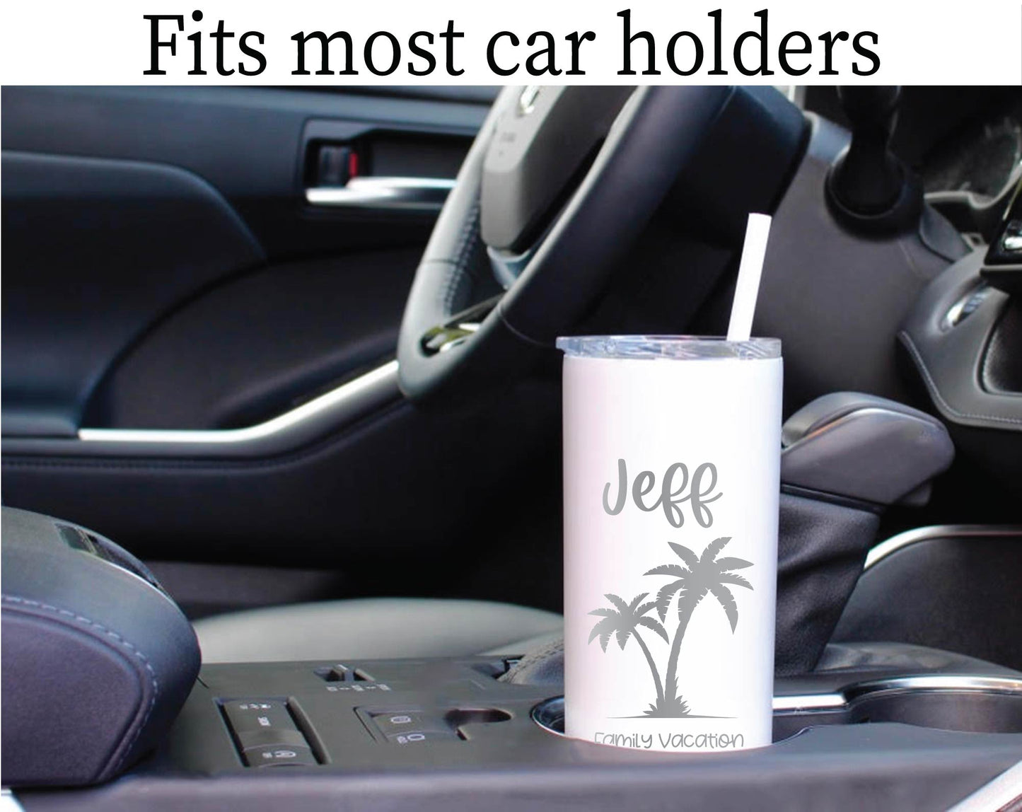 20 oz Personalized Palm Tree Vacation Tumbler - Laser Engraved