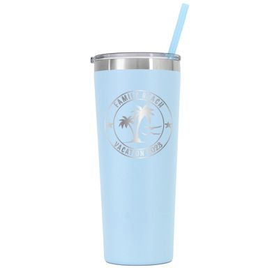 22 oz Personalized Family Beach Tumbler - Laser Engraved