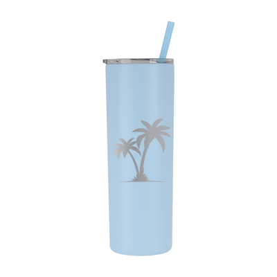 20 oz Personalized Palm Tree Vacation Tumbler - Laser Engraved