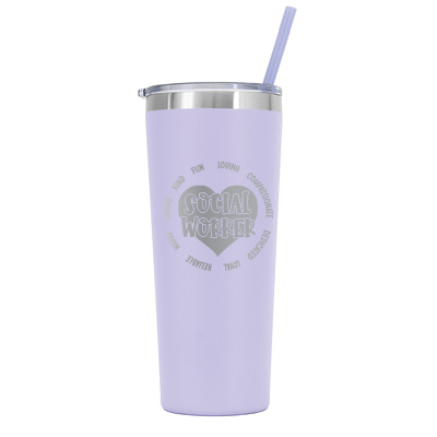 22 oz Personalized Social Worker Tumbler - Laser Engraved