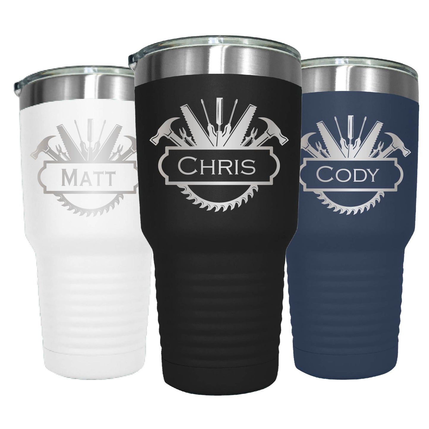 30 oz Personalized Construction Tumbler - Laser Engraved
