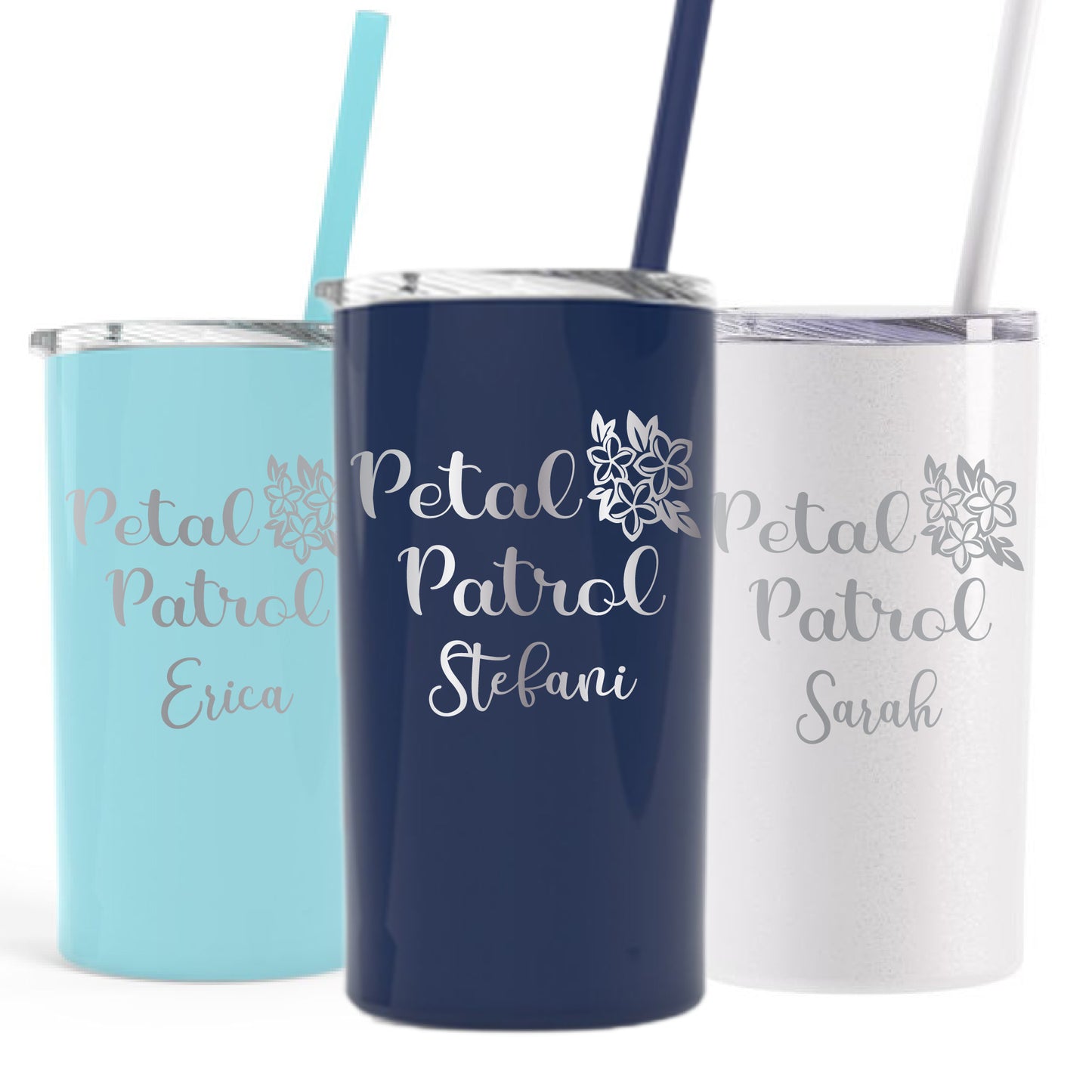 12 oz Personalized Flower Girl Tumbler - Laser Engraved