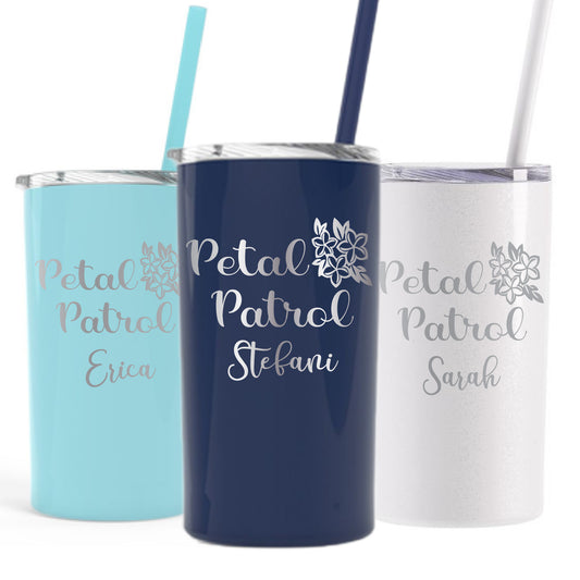 12 oz Personalized Flower Girl Tumbler - Laser Engraved