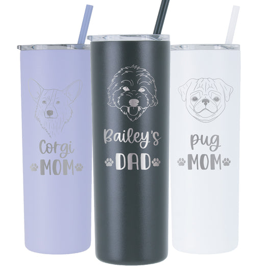 20 oz Personalized Dog Tumbler - Laser Engraved