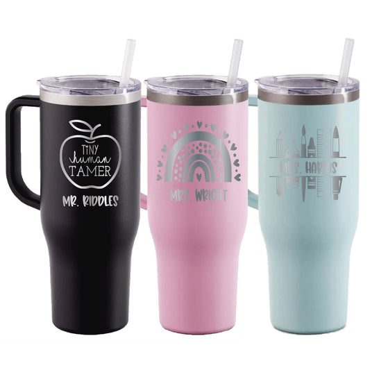 40 oz Personalized Teacher Tumbler - Laser Engraved