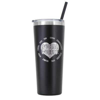 22 oz Personalized Social Worker Tumbler - Laser Engraved