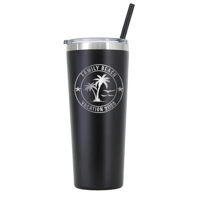 22 oz Personalized Family Beach Tumbler - Laser Engraved