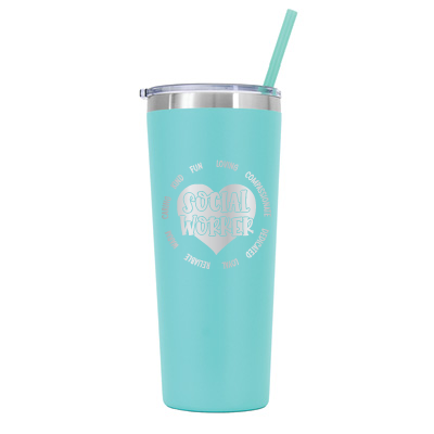 22 oz Personalized Social Worker Tumbler - Laser Engraved