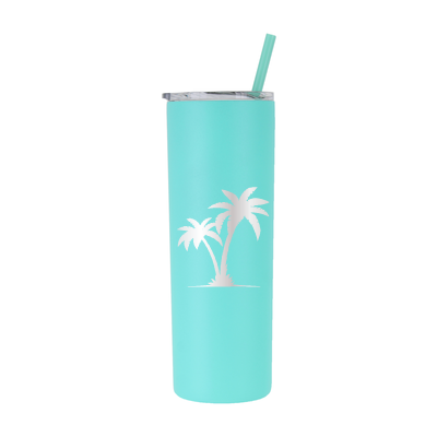 20 oz Personalized Palm Tree Vacation Tumbler - Laser Engraved