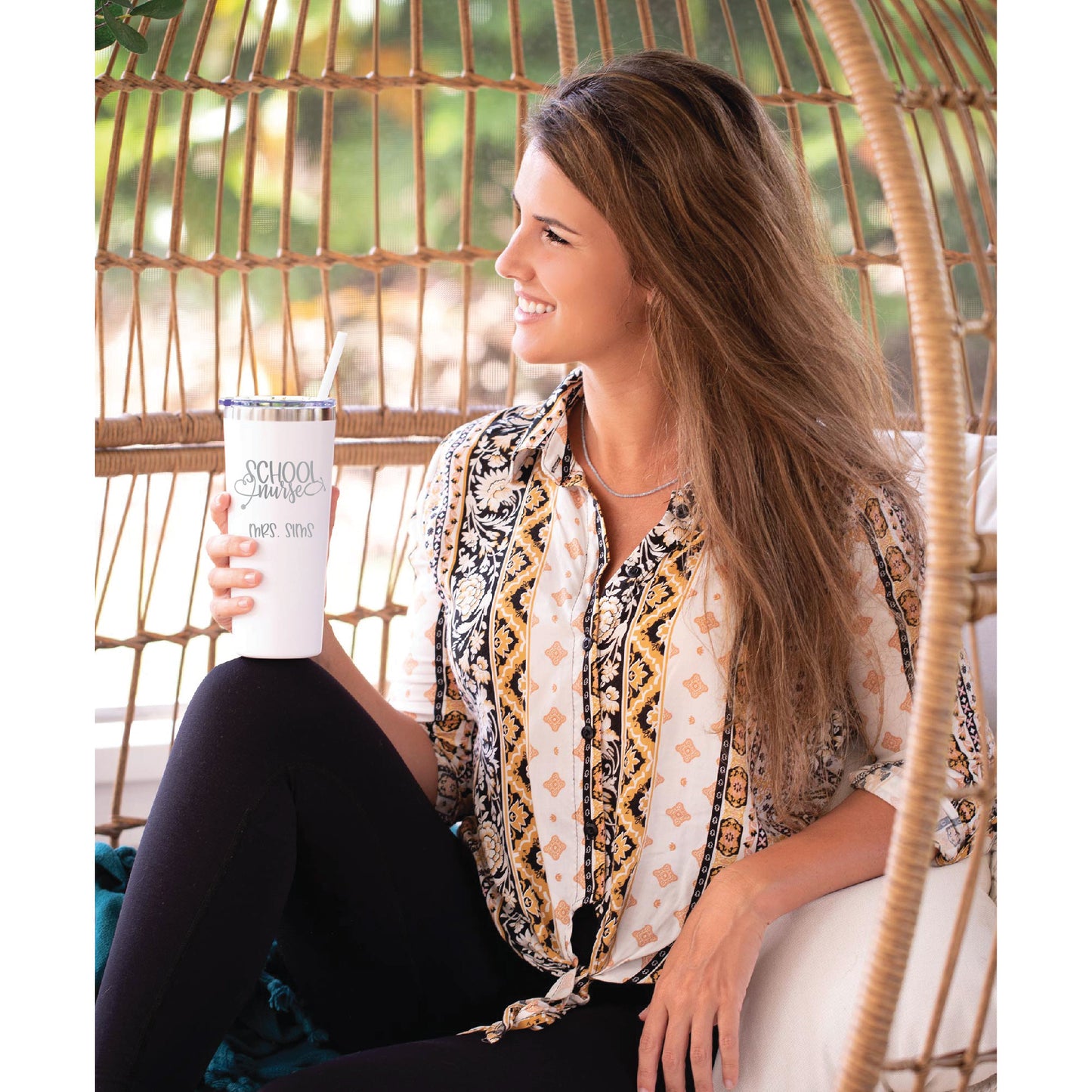 22 oz Personalized School Nurse Tumbler - Laser Engraved