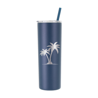 20 oz Personalized Palm Tree Vacation Tumbler - Laser Engraved