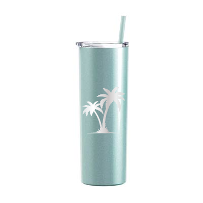 20 oz Personalized Palm Tree Vacation Tumbler - Laser Engraved