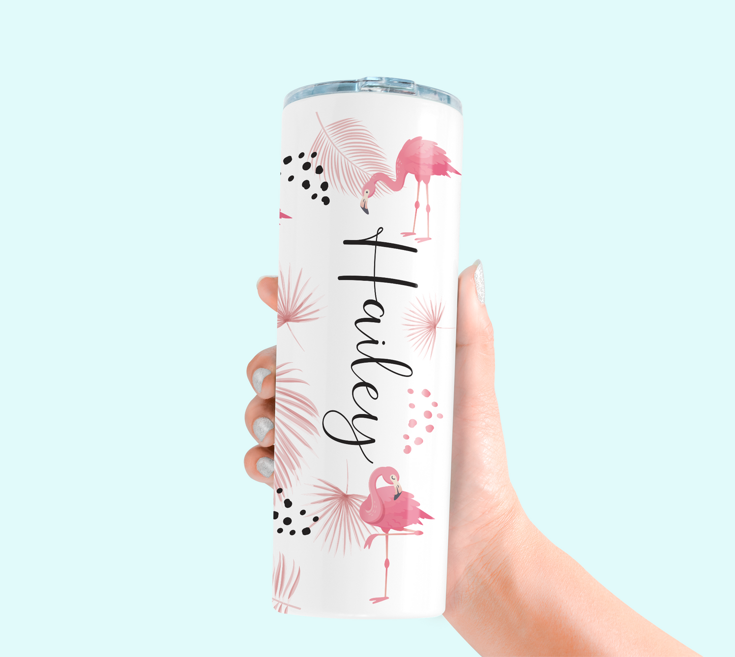 Vaso de vacaciones personalizado con flamencos de 20 oz