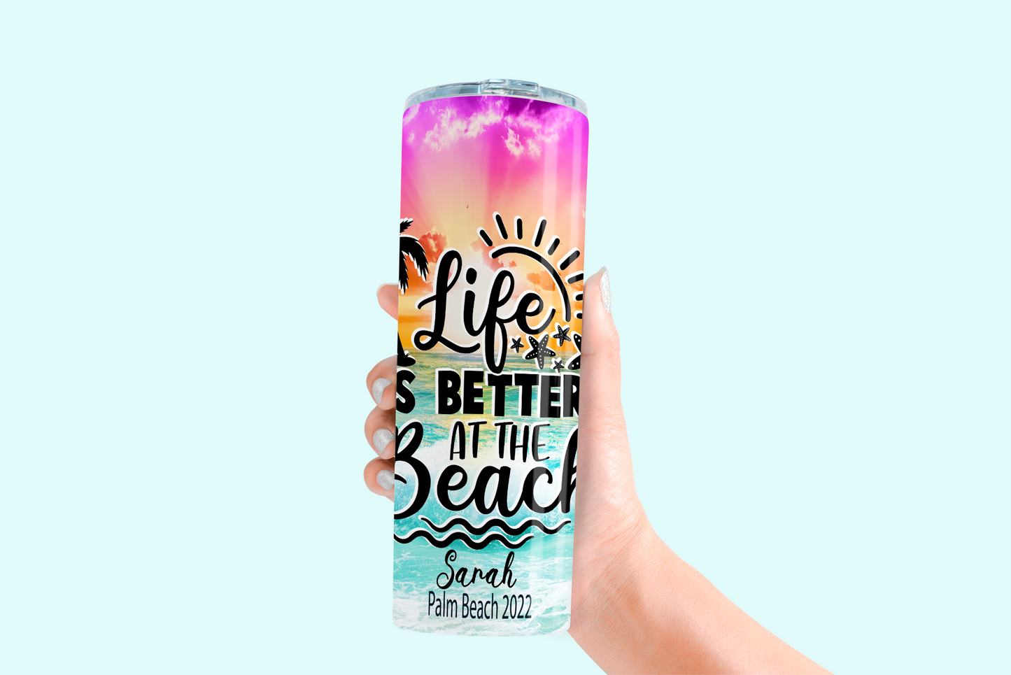 Vaso de playa personalizado de 20 oz