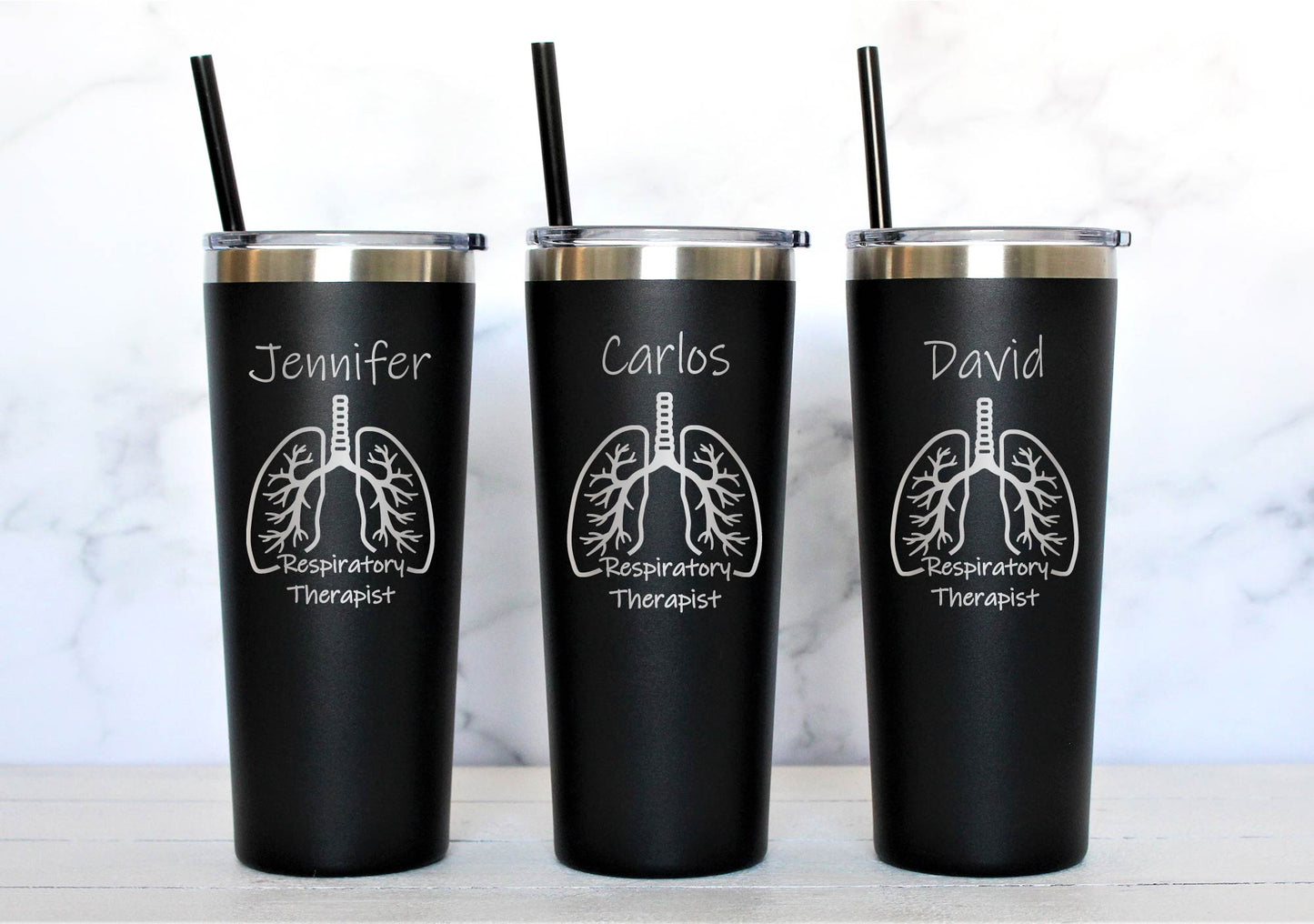 22 oz Personalized Respiratory Therapist Tumbler - Laser Engraved