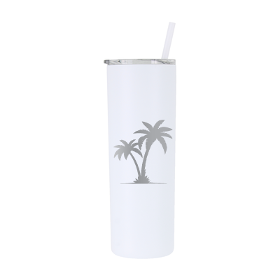 20 oz Personalized Palm Tree Vacation Tumbler - Laser Engraved
