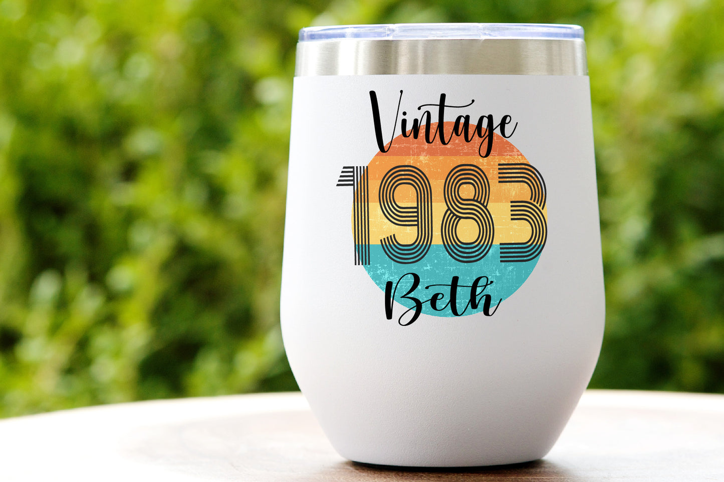 Vaso de vino de cumpleaños vintage de 12 oz