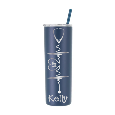 20 oz Personalized Nurse Heartbeat Tumbler - Laser Engraved