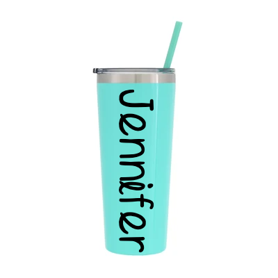 22 oz Personalized Text Tumbler - Vinyl Decal