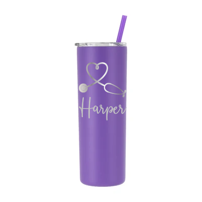 20 oz Personalized Nurse Stethoscope Heart Tumbler - Laser Engraved