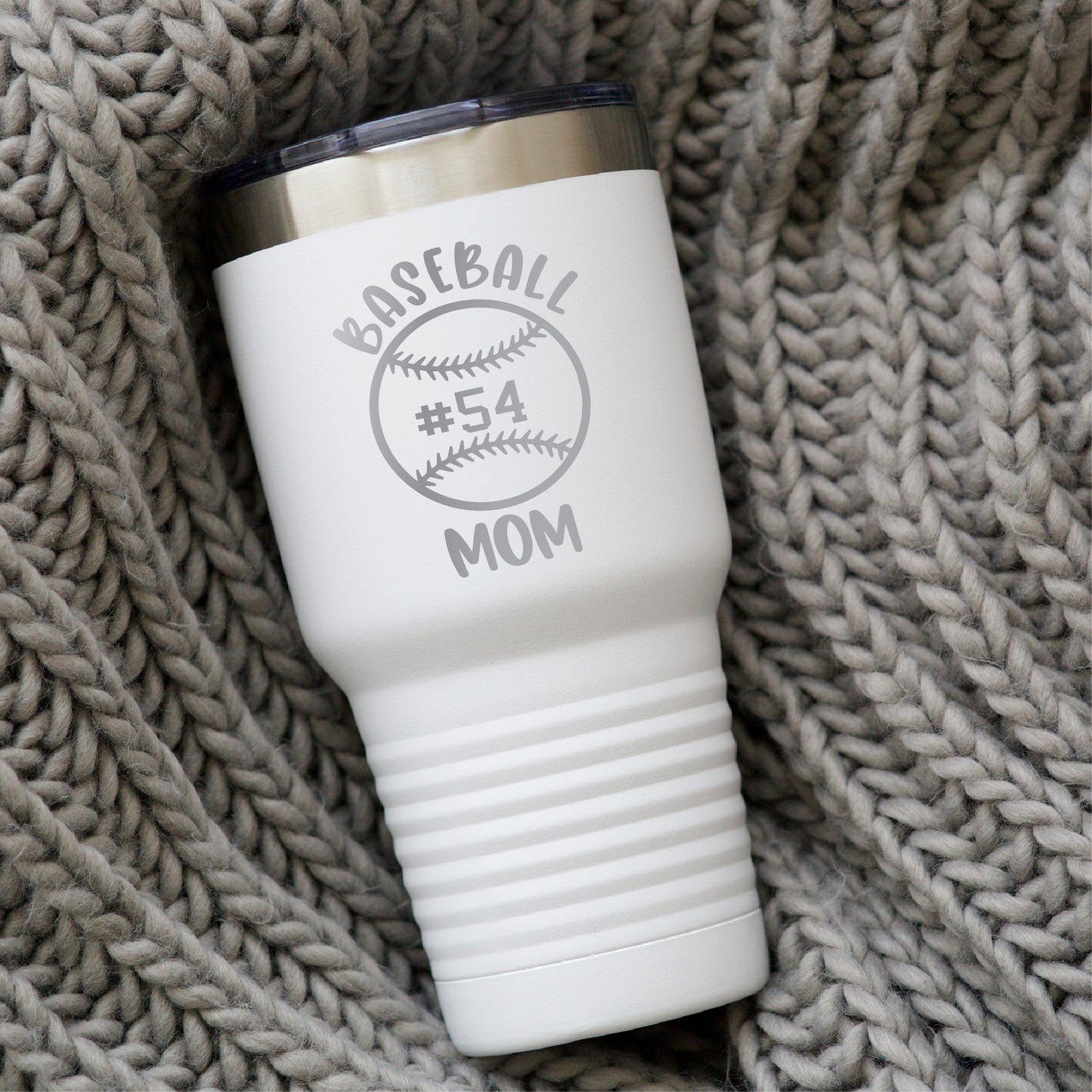 30  oz Personalized Baseball Tumbler - Laser Engraved