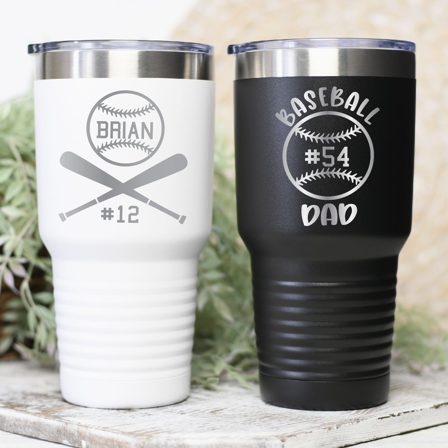 30  oz Personalized Baseball Tumbler - Laser Engraved