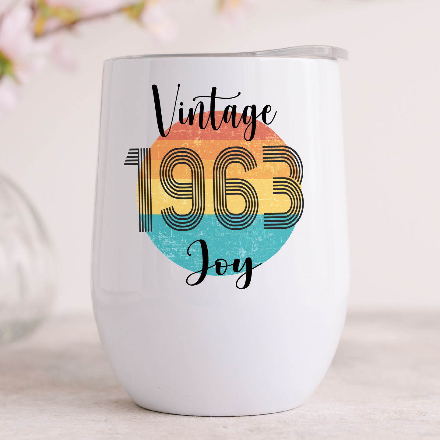 Vaso de vino de cumpleaños vintage de 12 oz