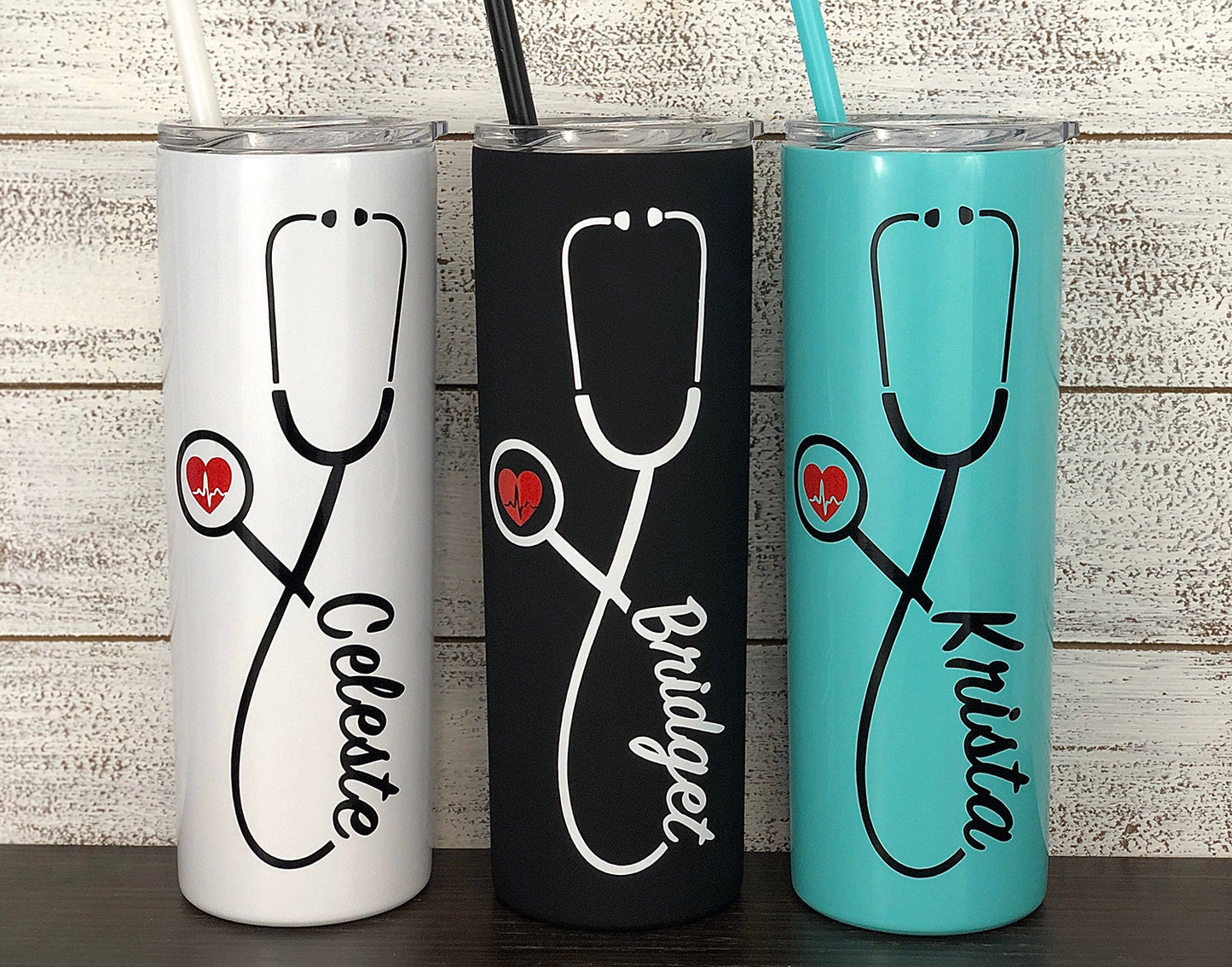 Vaso de estetoscopio de enfermera personalizado de 20 oz - Calcomanía de vinilo