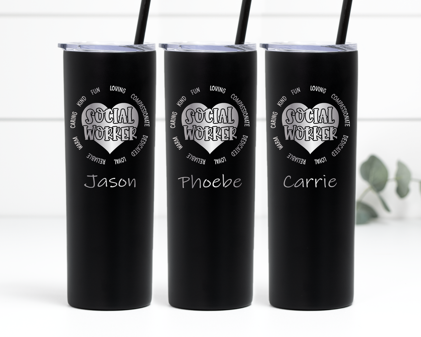 20 oz Personalized Social Worker Tumbler - Laser Engraved