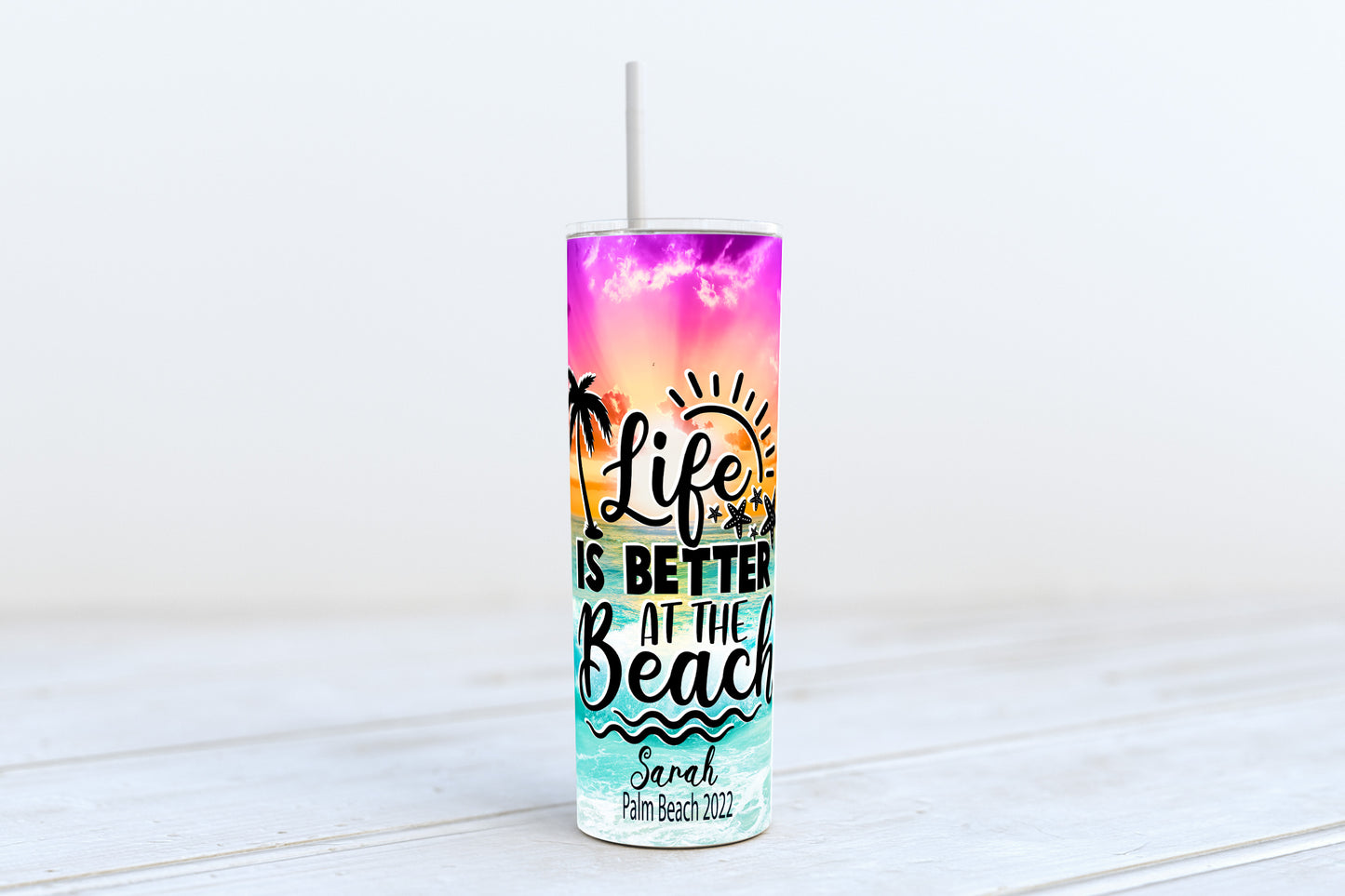 Vaso de playa personalizado de 20 oz