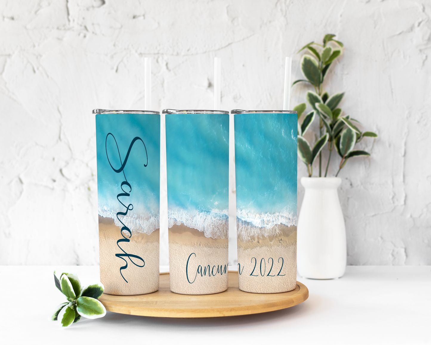 Vaso personalizado para vacaciones en la playa de 20 oz