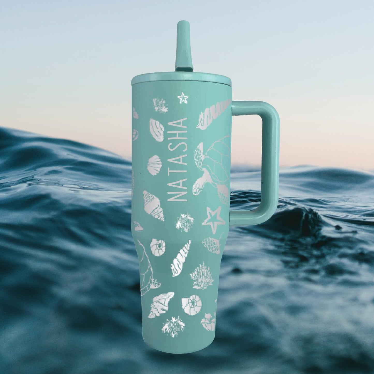 40 oz Personalized Sea Life Tumbler - Laser Engraved