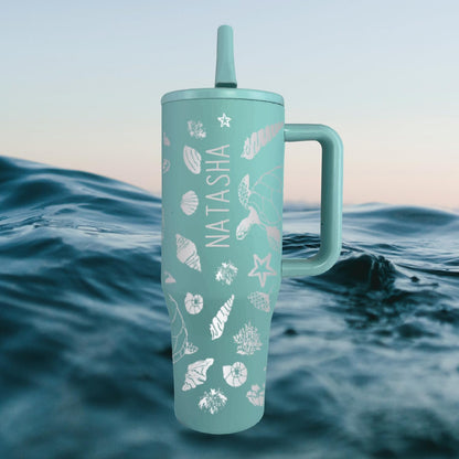 40 oz Personalized Sea Life Tumbler - Laser Engraved