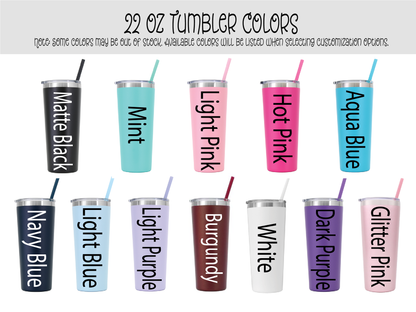 22 oz Personalized Teacher Tumbler - Laser Engraved