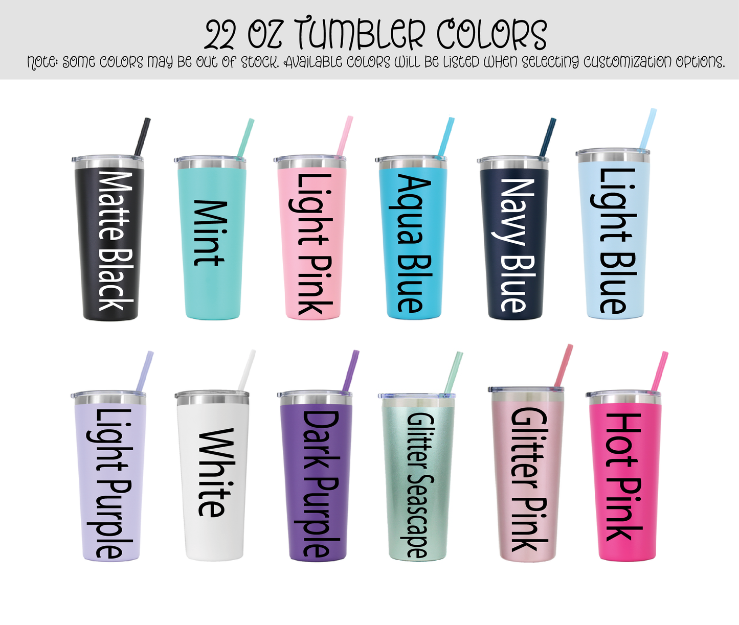 22 oz Personalized Text Tumbler - Vinyl Decal